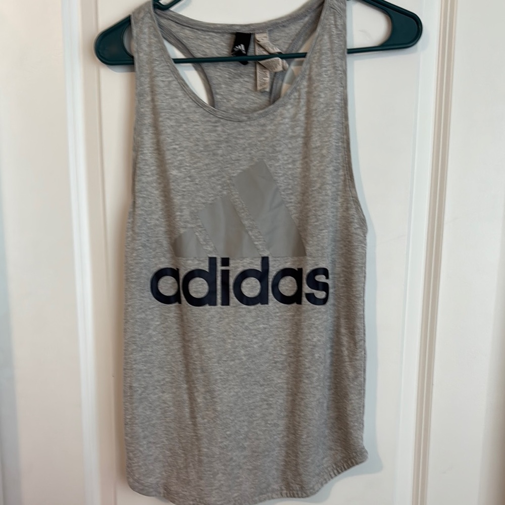 Adidas Gray Sleeveless Tank Top Athletic Style